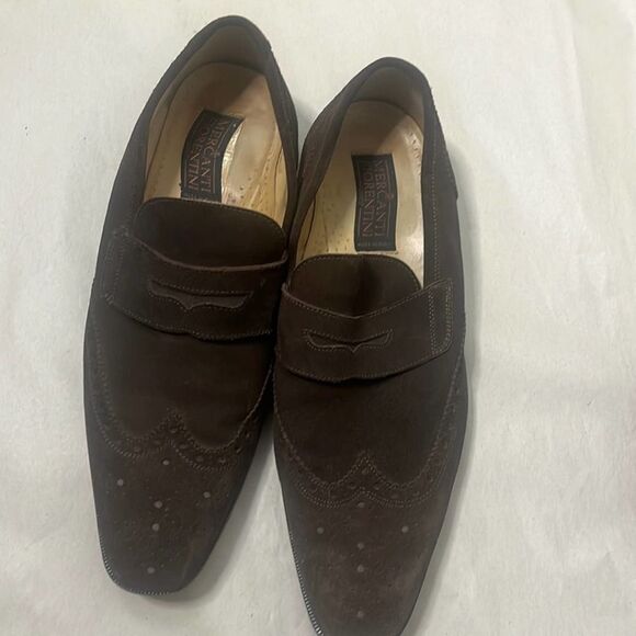 MERCANTI‎ FLORENTINI PERFORATED SUEDE WINGTIP SHOES. 10 1/2M - Picture 1 of 8